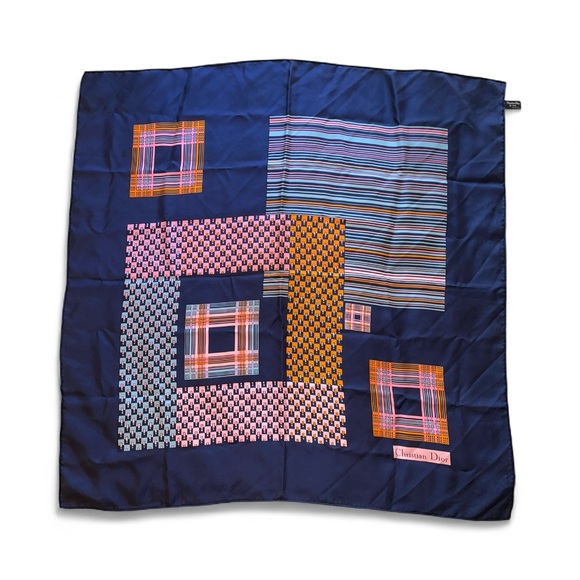 Dior Accessories - Christian Dior Geometric Patterned Colorblock Silk Scarf
